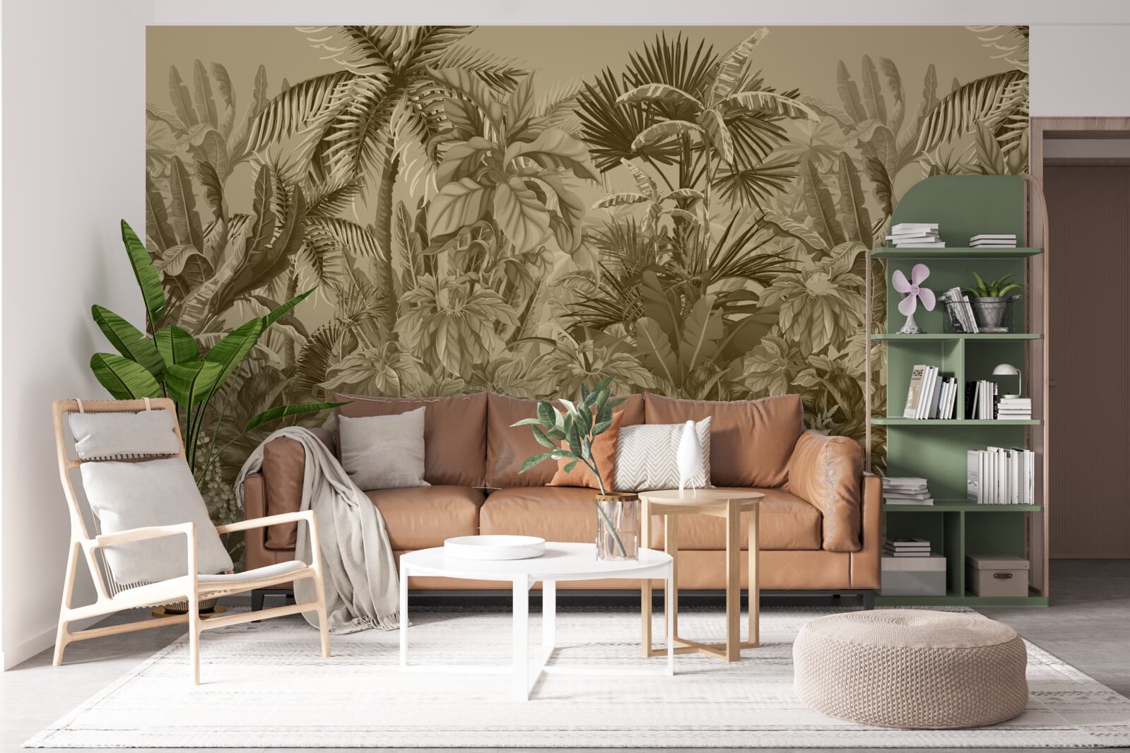 Papier peint forêt tropicale sépia