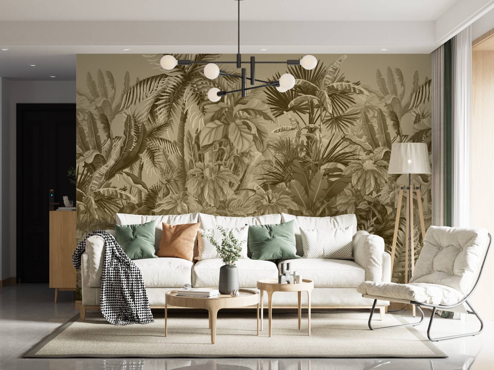 Papier peint forêt tropicale sépia