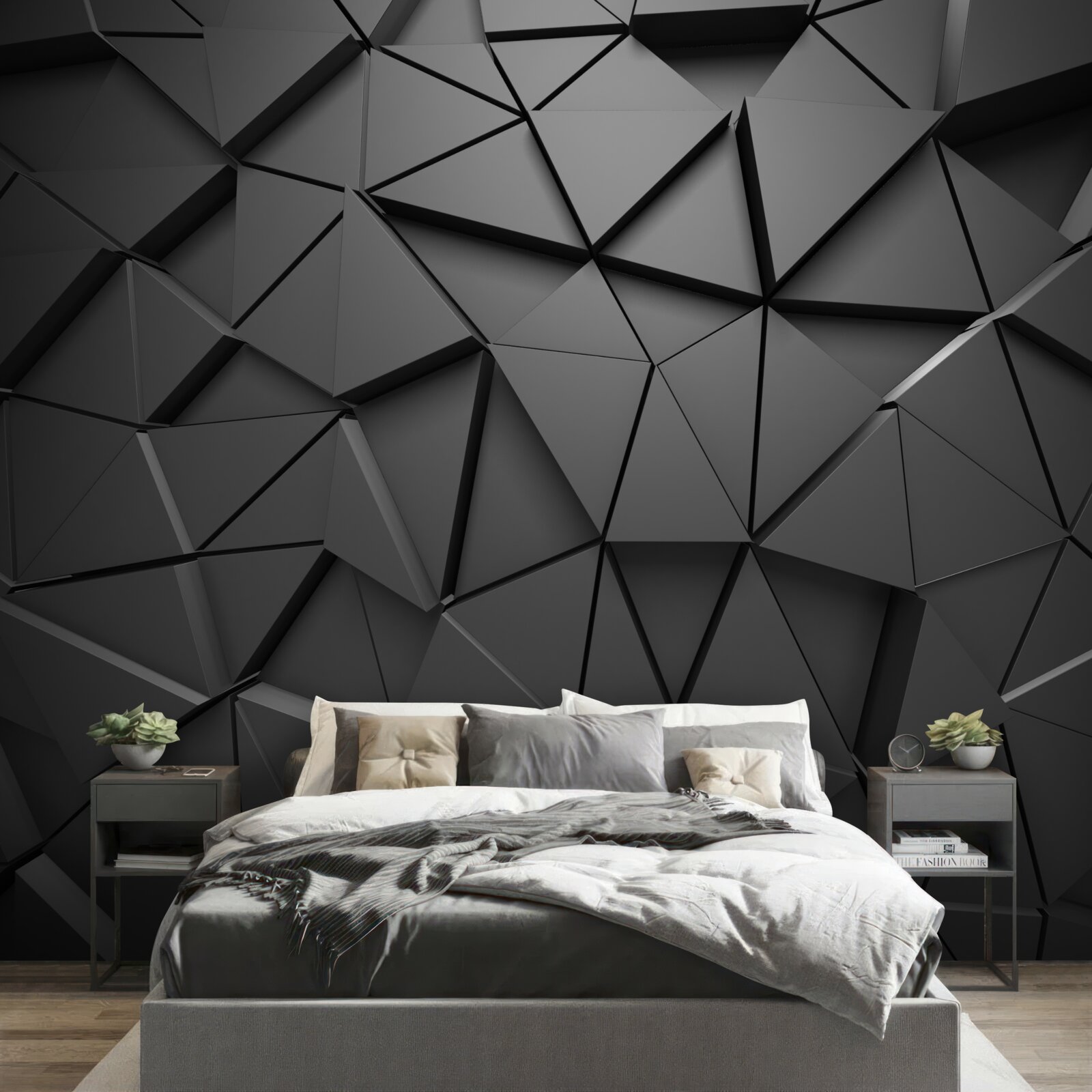 Papier peint éléments triangulaires dans un motif de mosaïque sombre