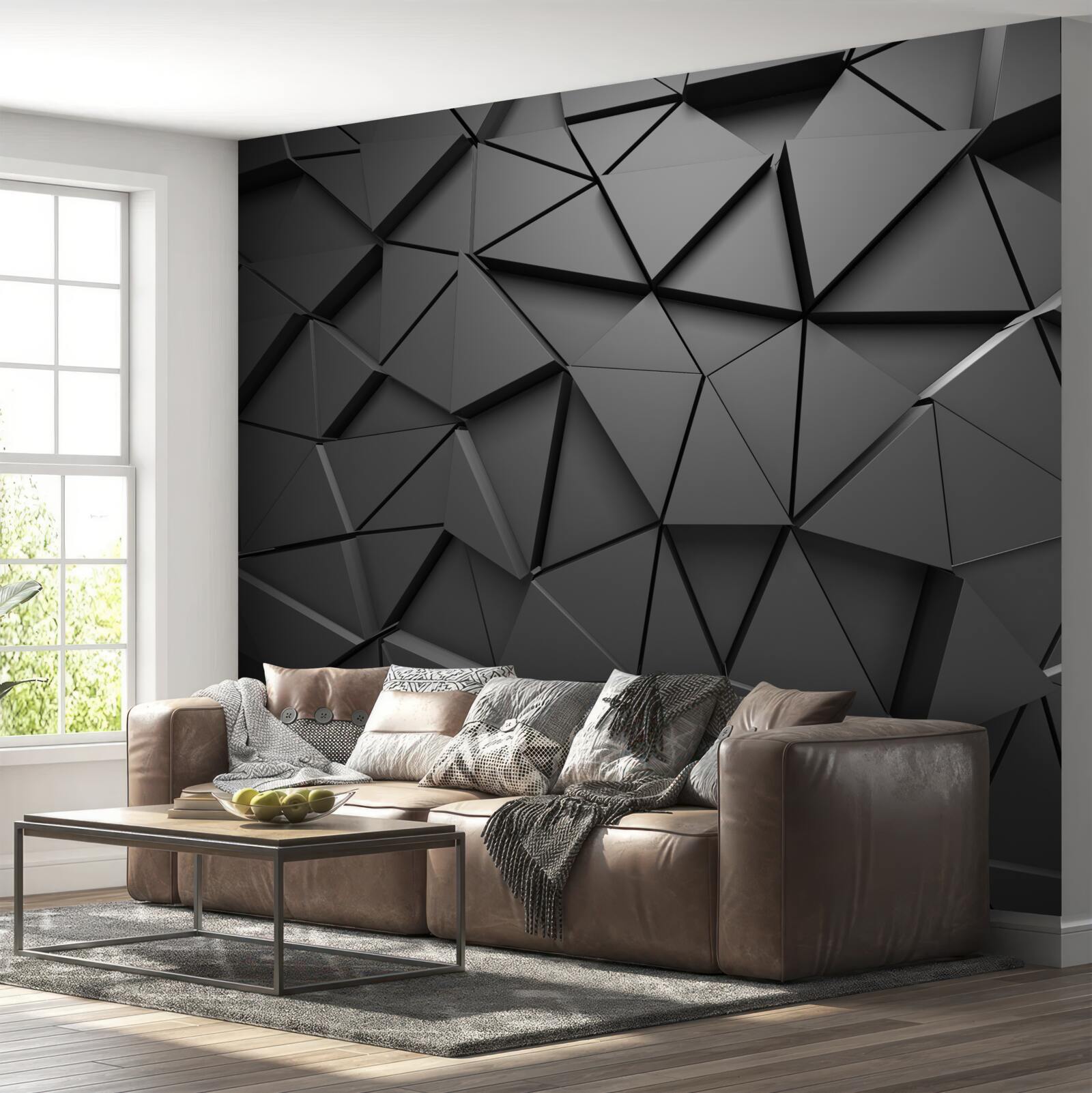 Papier peint éléments triangulaires dans un motif de mosaïque sombre