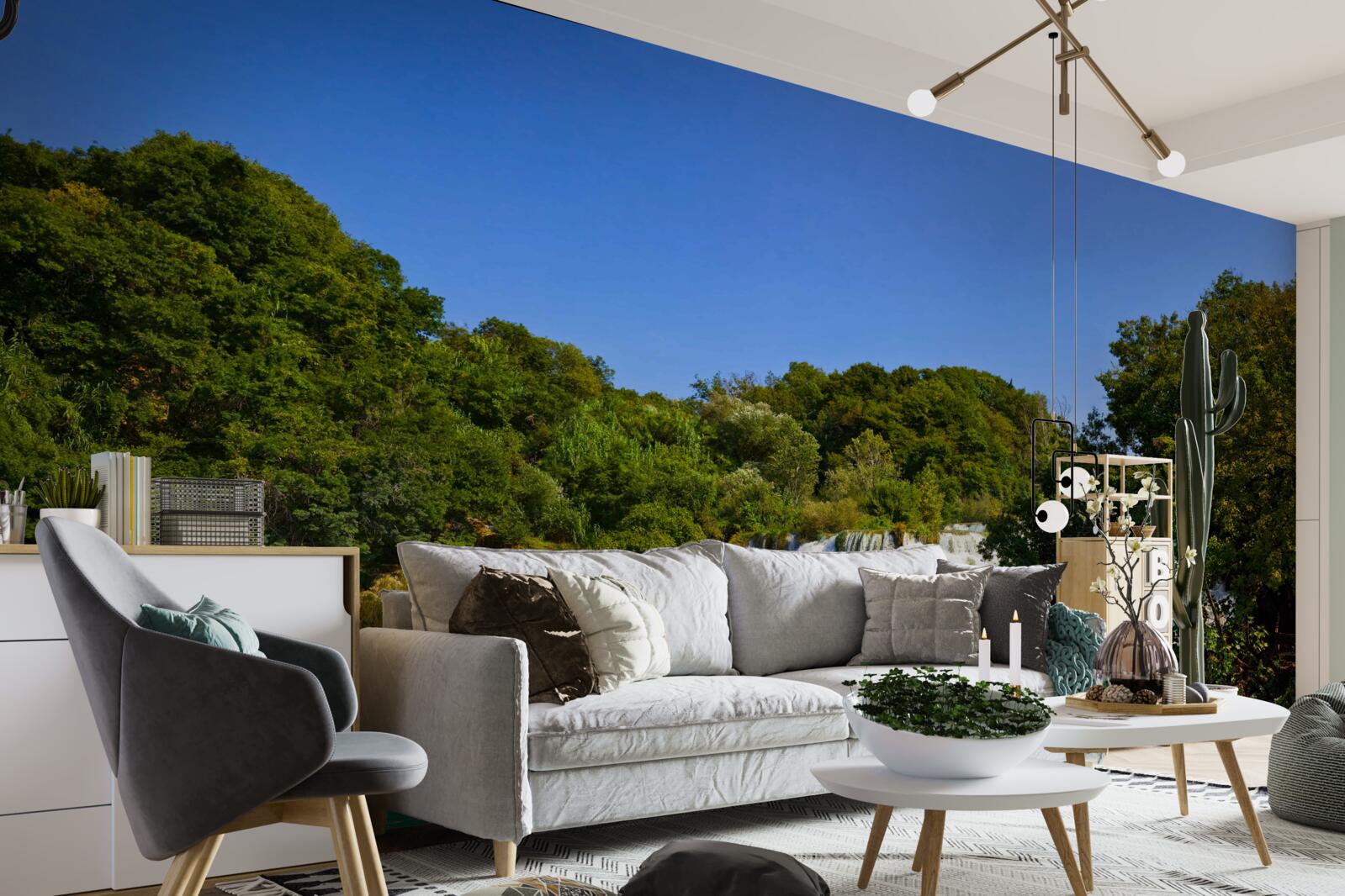 Papier peint des vues sur des sentiers forestiers et des chutes d'eau tonitruantes