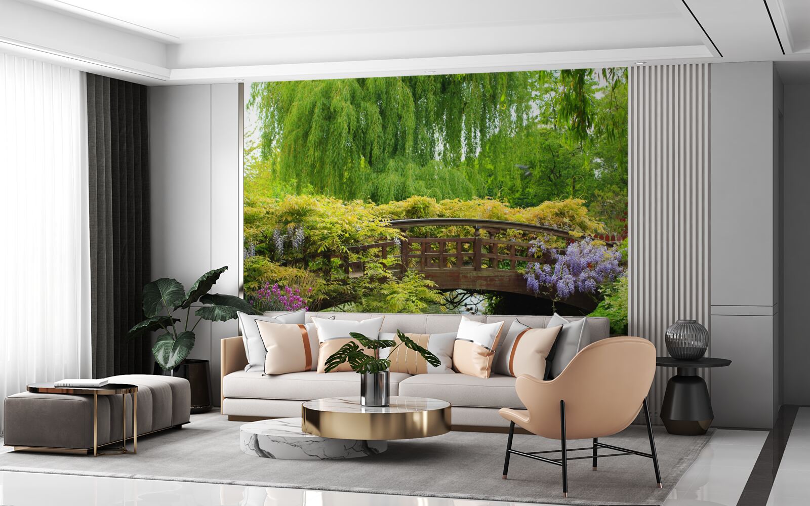 Papier peint panorama époustouflant du pont sur la rivière