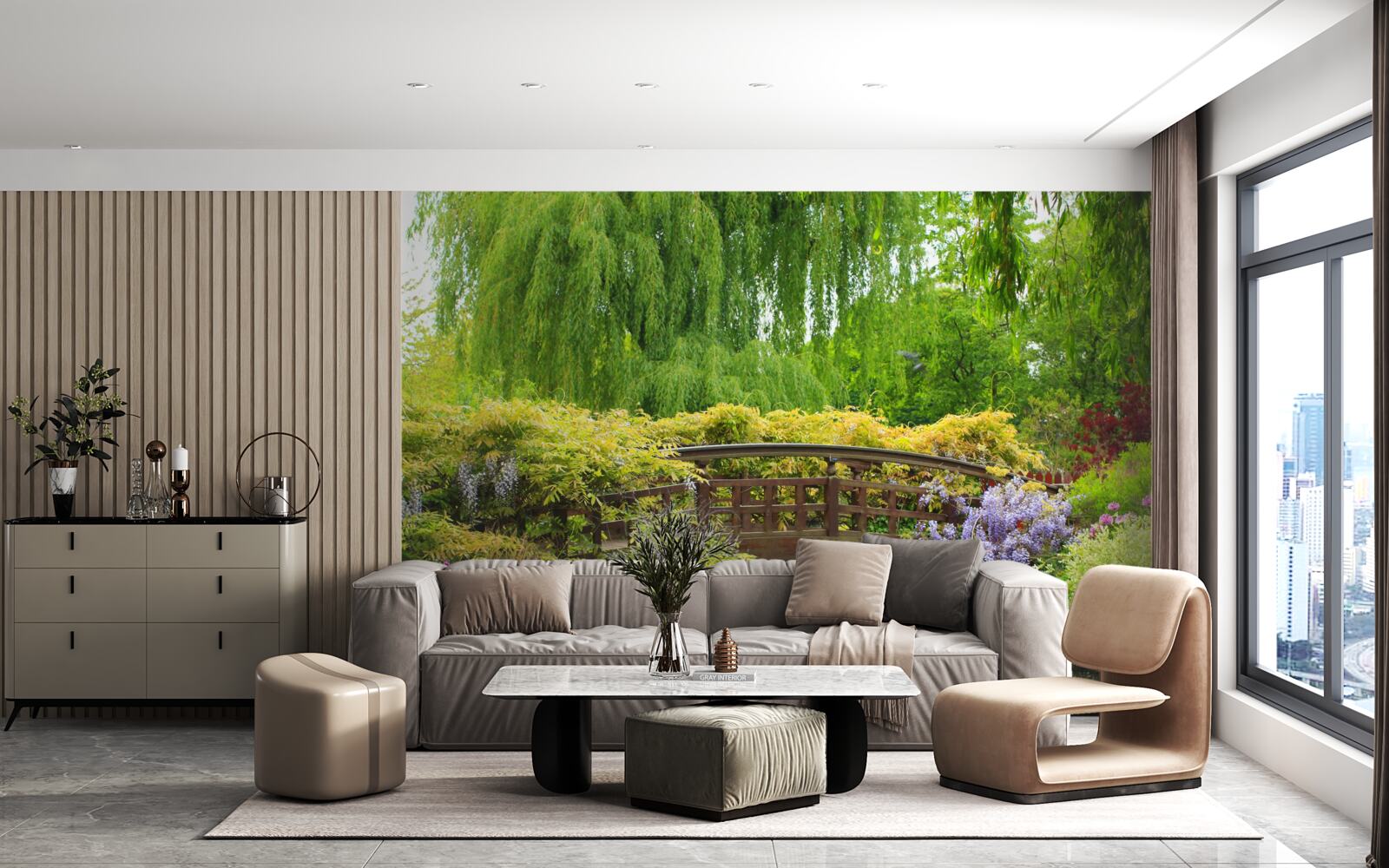 Papier peint panorama époustouflant du pont sur la rivière