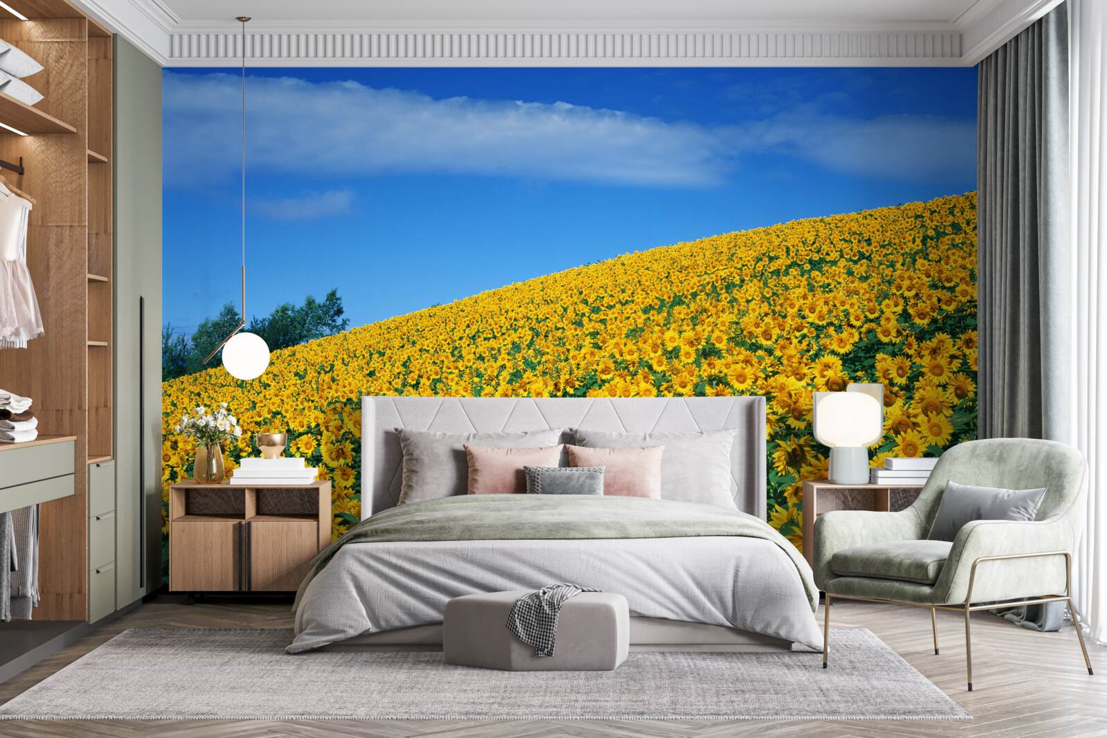 Papier peint Un grand espace avec des tournesols