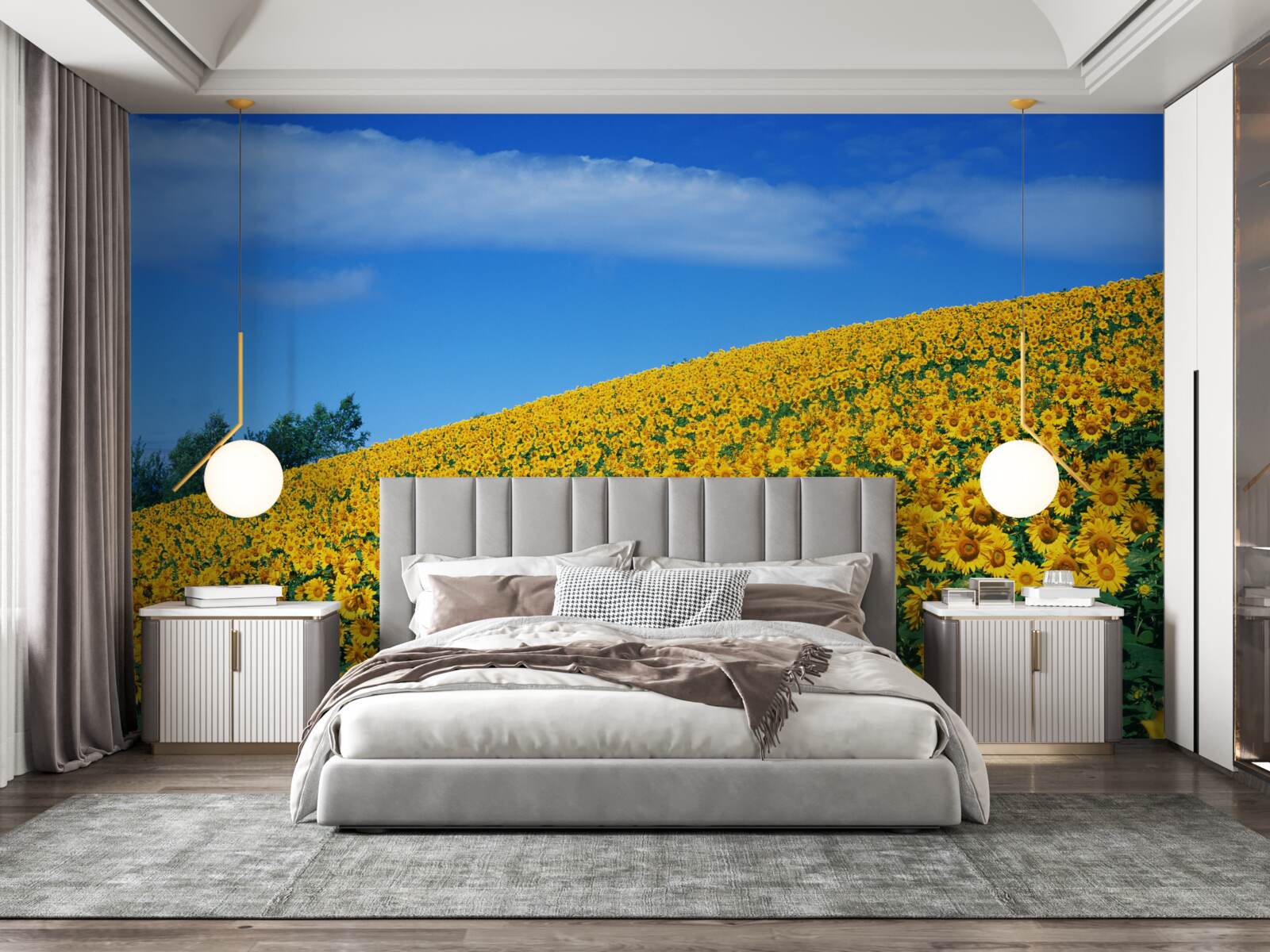 Papier peint Un grand espace avec des tournesols