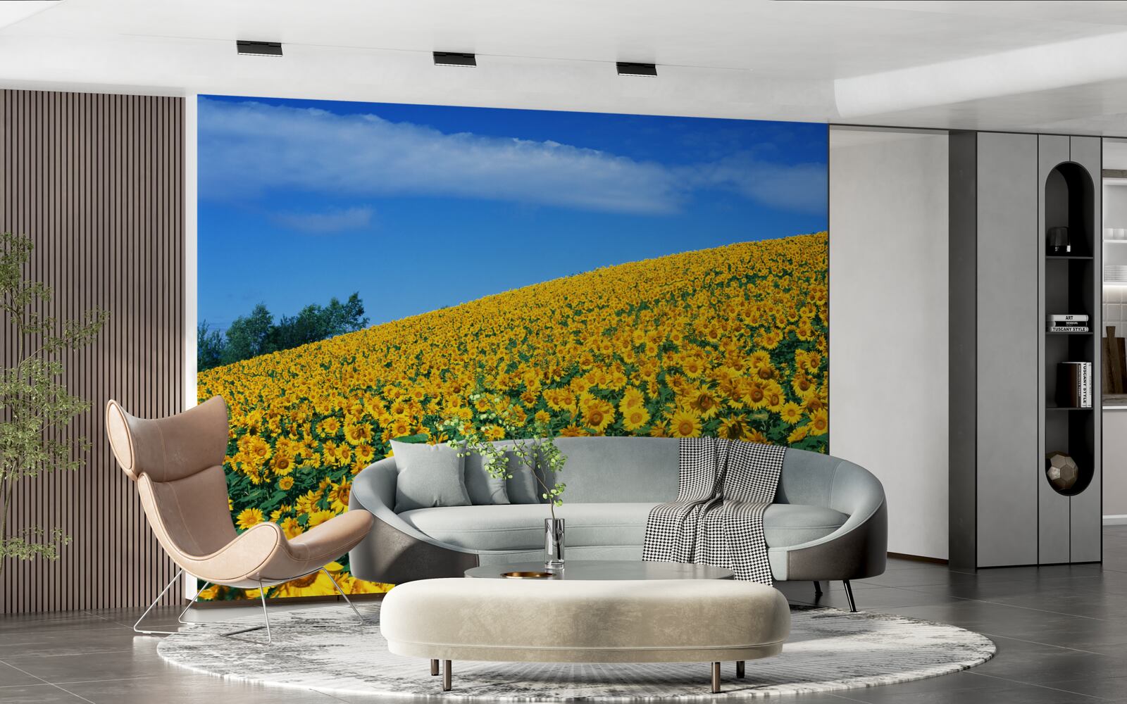Papier peint Un grand espace avec des tournesols