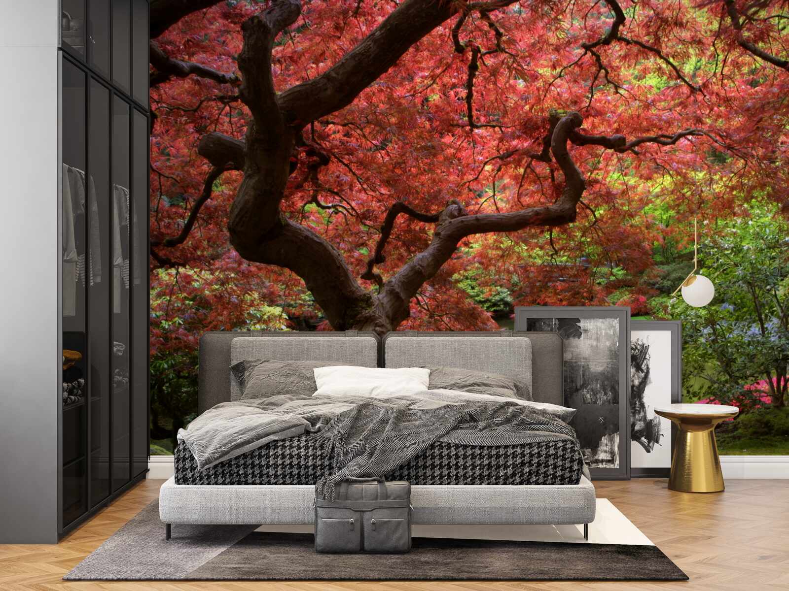 Papier peint érable japonais près de l'étang en automne