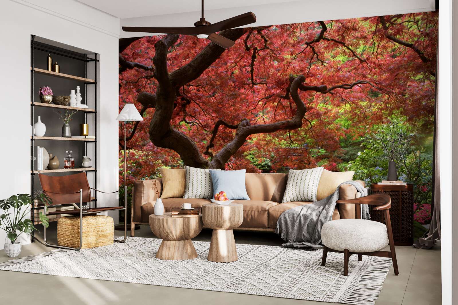 Papier peint érable japonais près de l'étang en automne