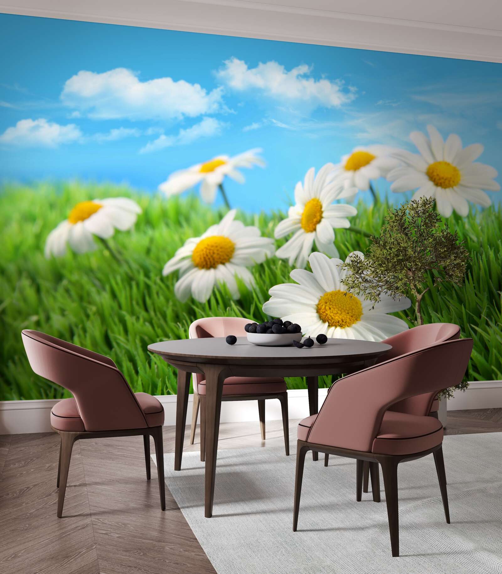 Papier peint Marguerites des prés blanches comme la neige