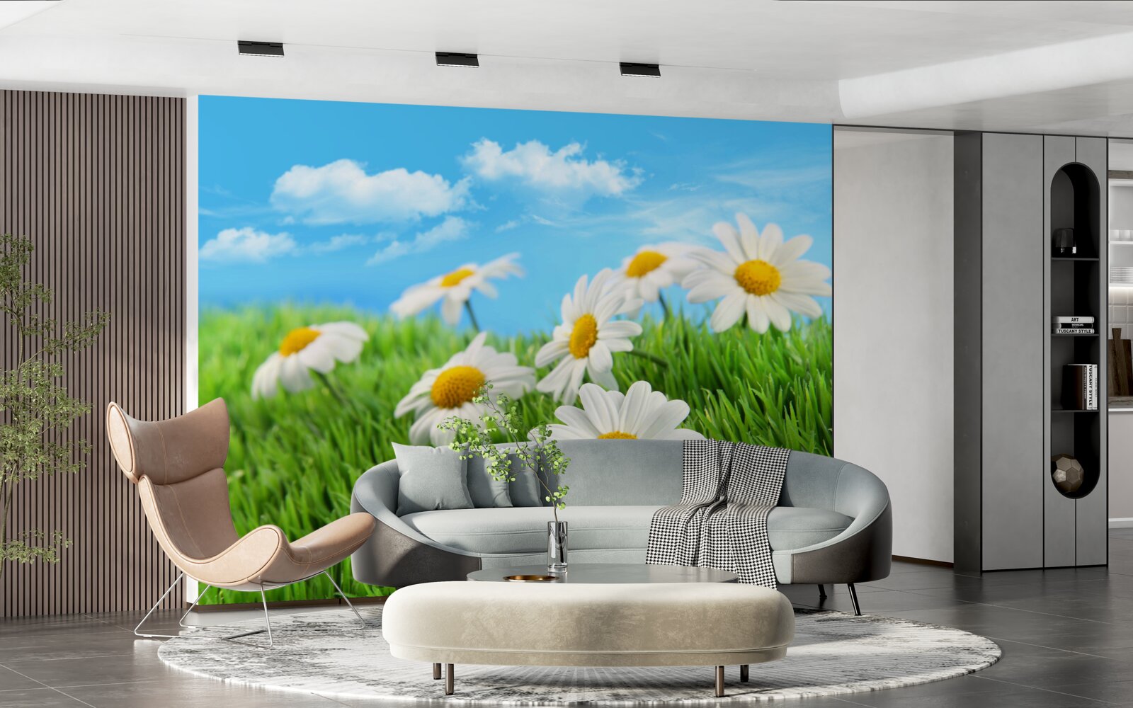 Papier peint Marguerites des prés blanches comme la neige