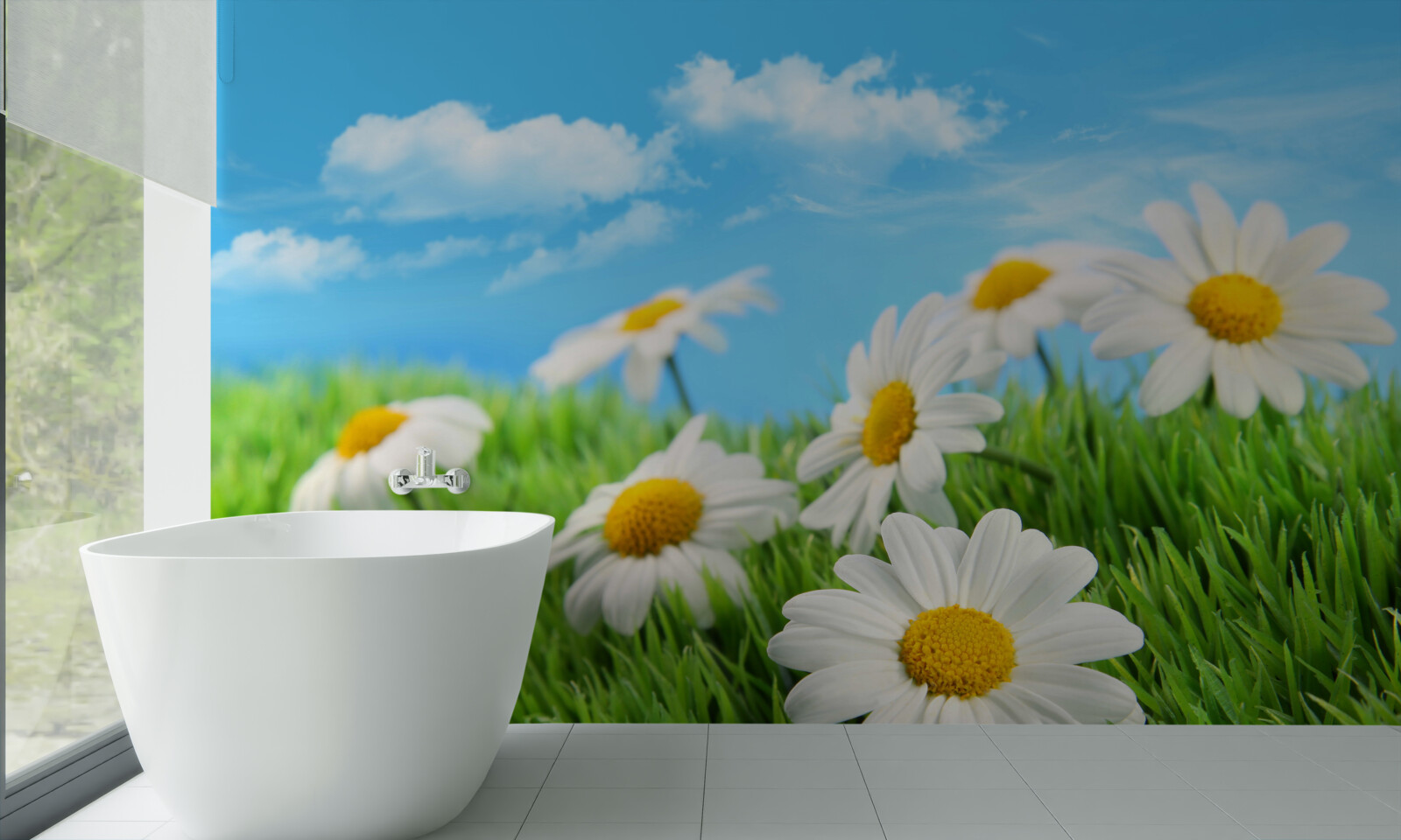 Papier peint Marguerites des prés blanches comme la neige