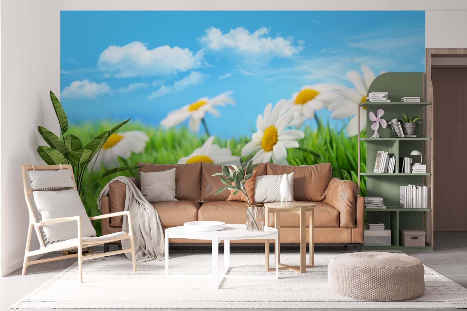 Papier peint Marguerites des prés blanches comme la neige