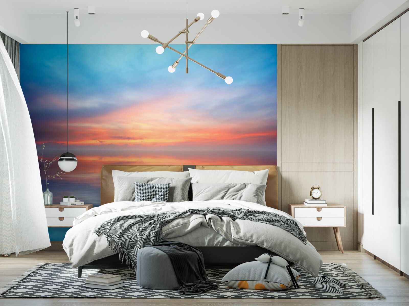 Papier peint coucher de soleil calme en mer