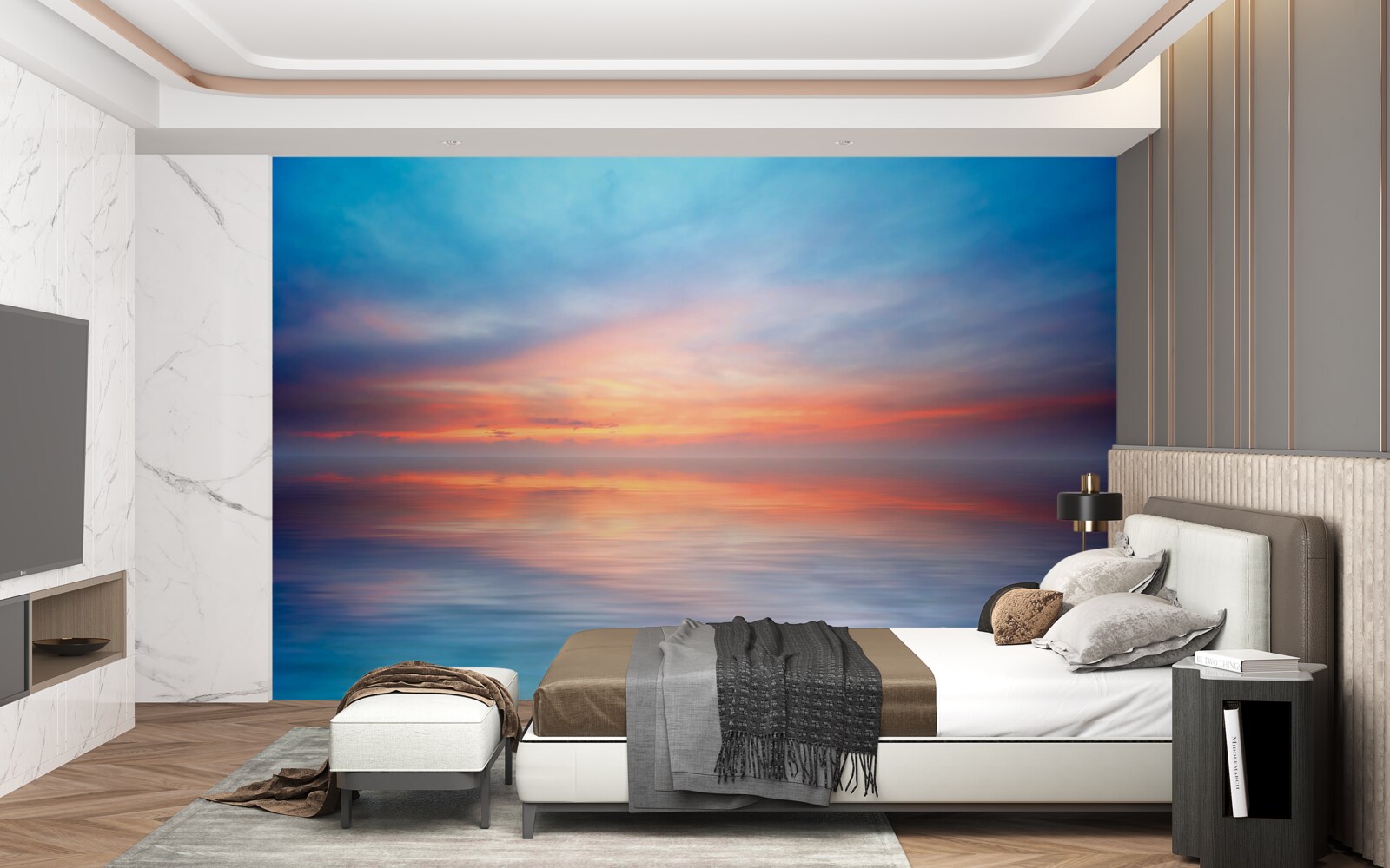 Papier peint coucher de soleil calme en mer