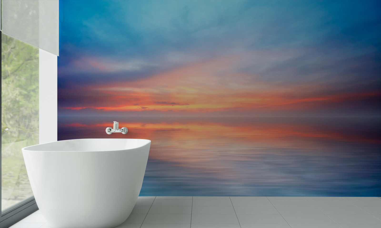 Papier peint coucher de soleil calme en mer