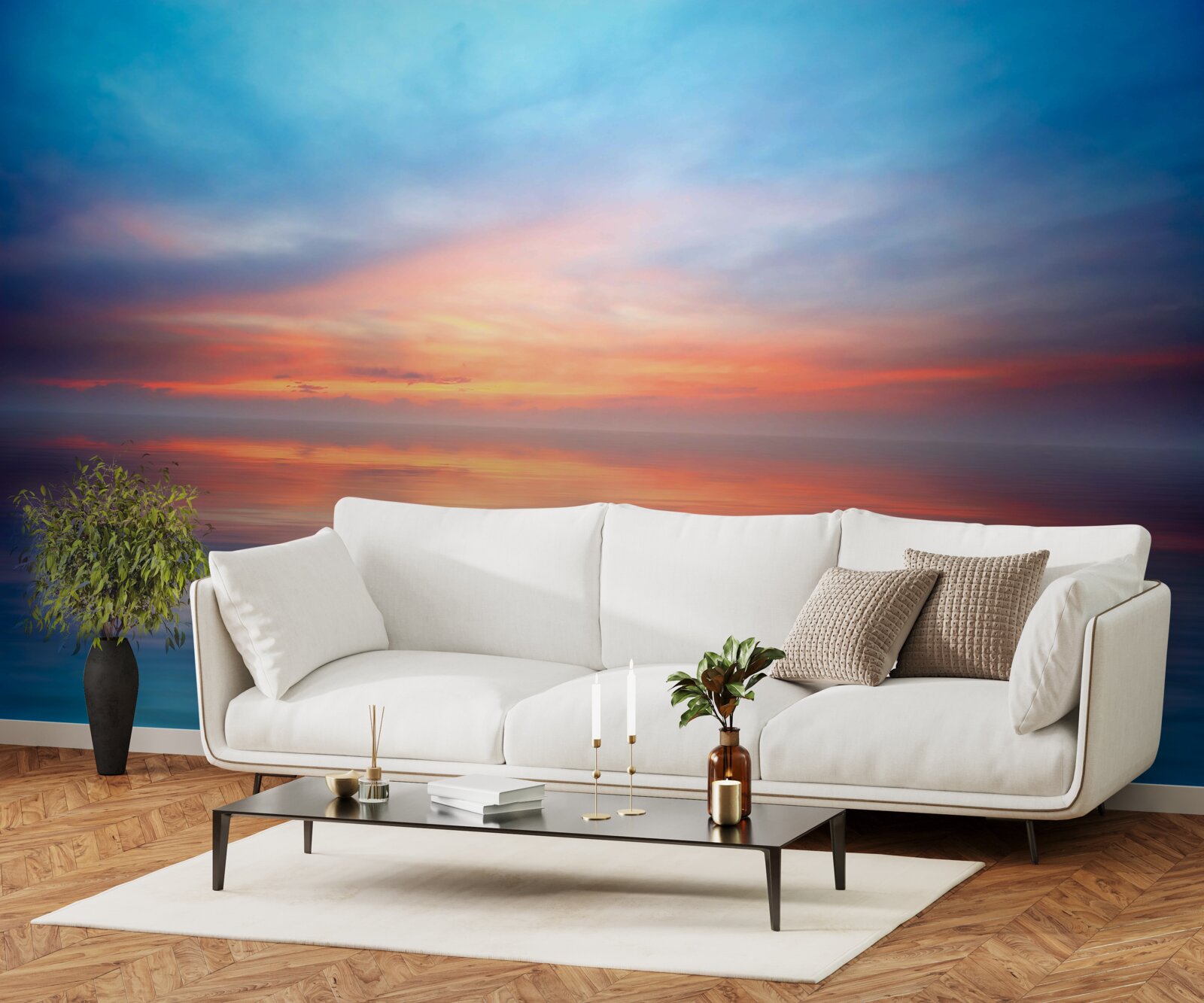 Papier peint coucher de soleil calme en mer