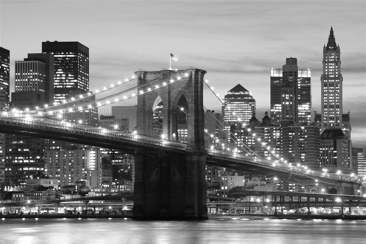 Papier peint pont de brooklyn en noir et blanc