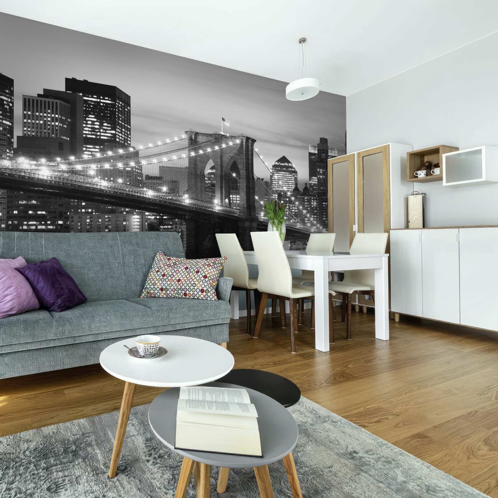 Papier peint pont de brooklyn en noir et blanc