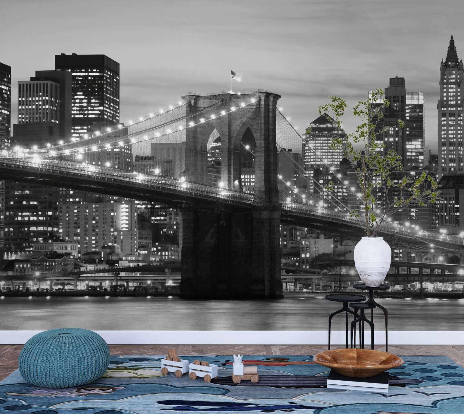 Papier peint pont de brooklyn en noir et blanc