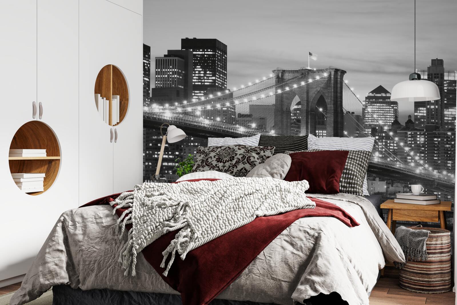 Papier peint pont de brooklyn en noir et blanc