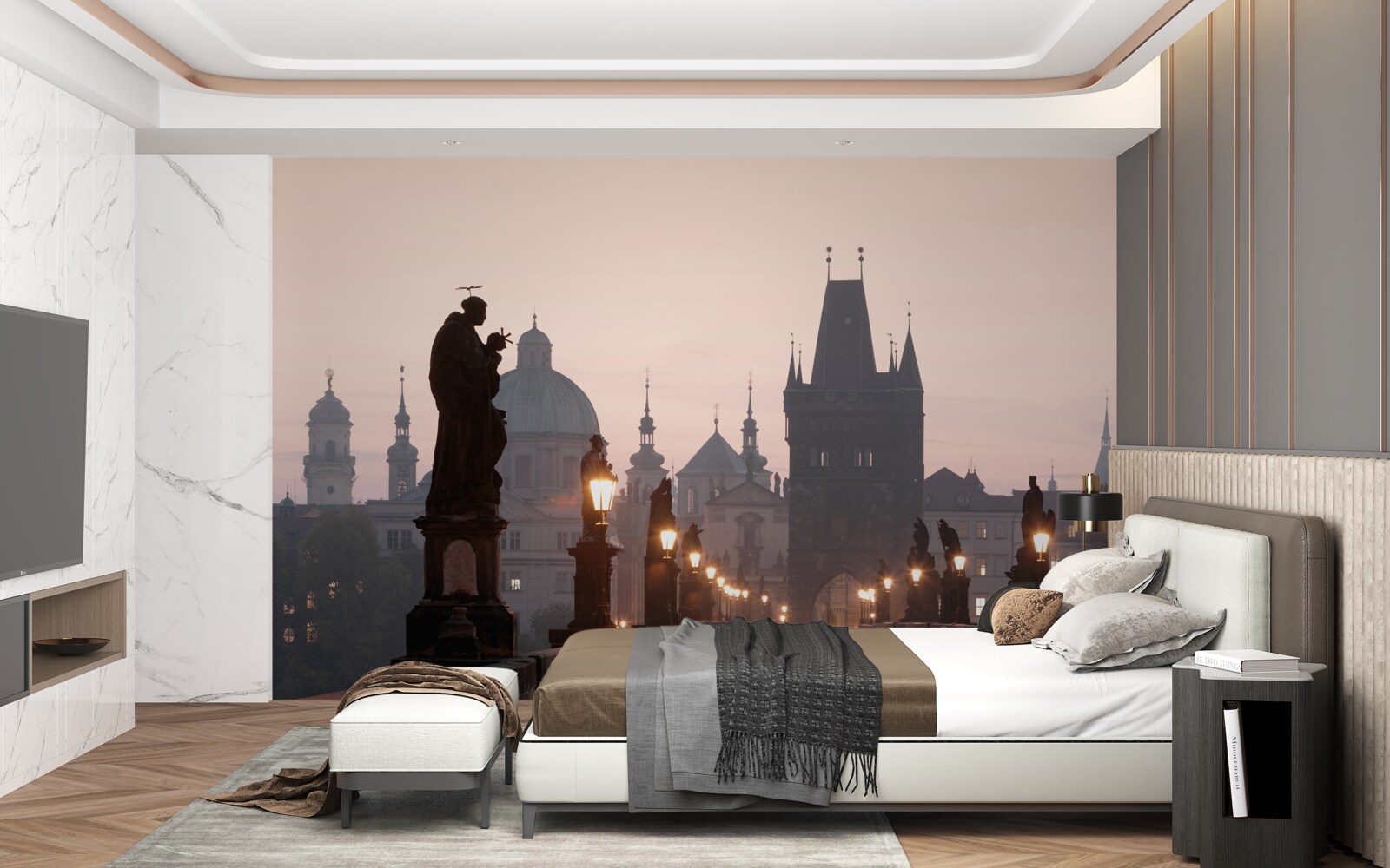 Papier peint Le vieux Prague et son pont Charles