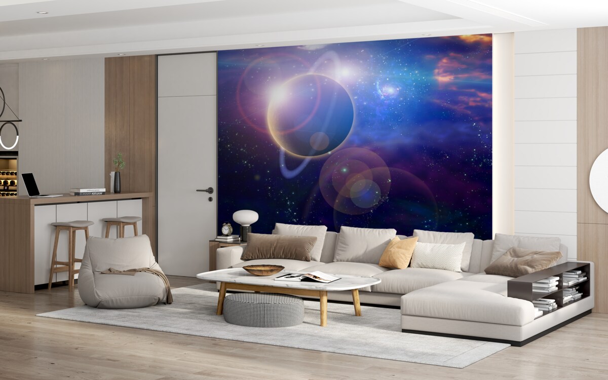 Papier peint étoiles sur une planète céleste