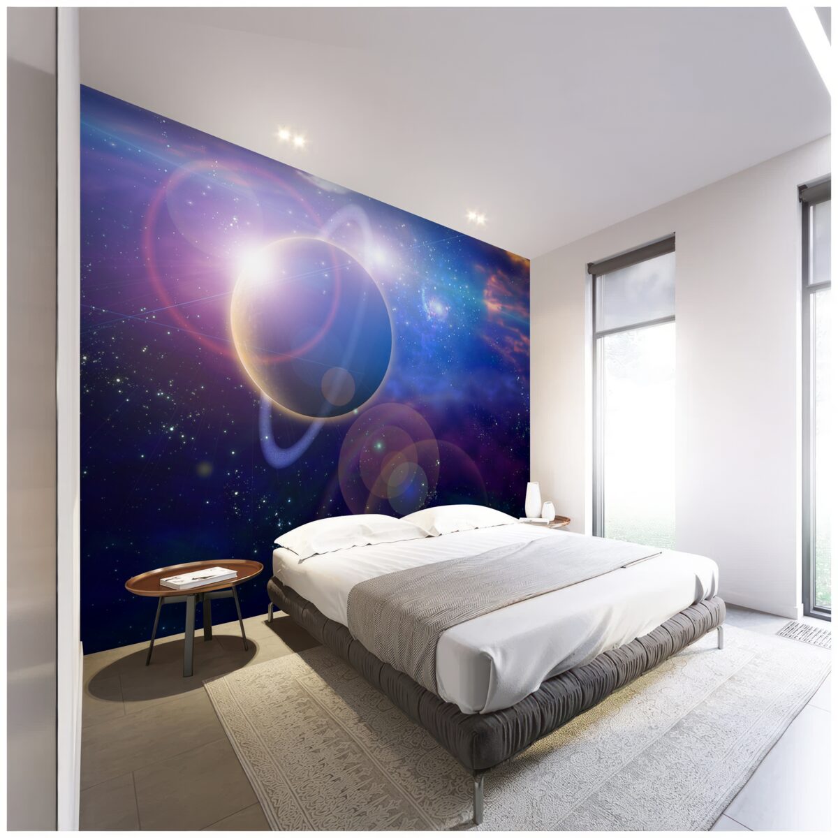 Papier peint étoiles sur une planète céleste