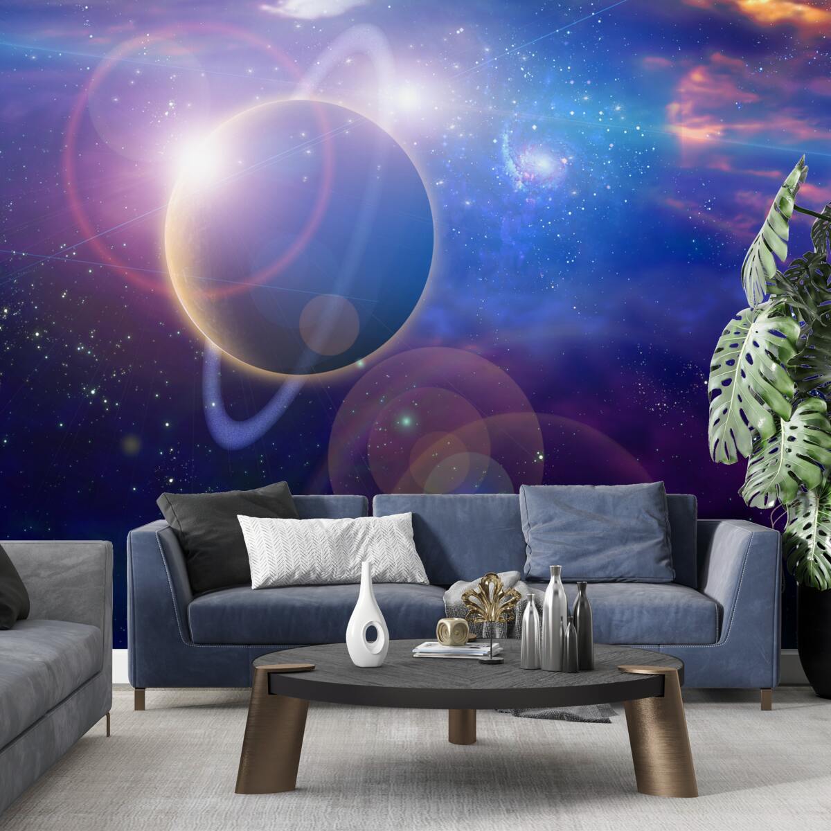 Papier peint étoiles sur une planète céleste