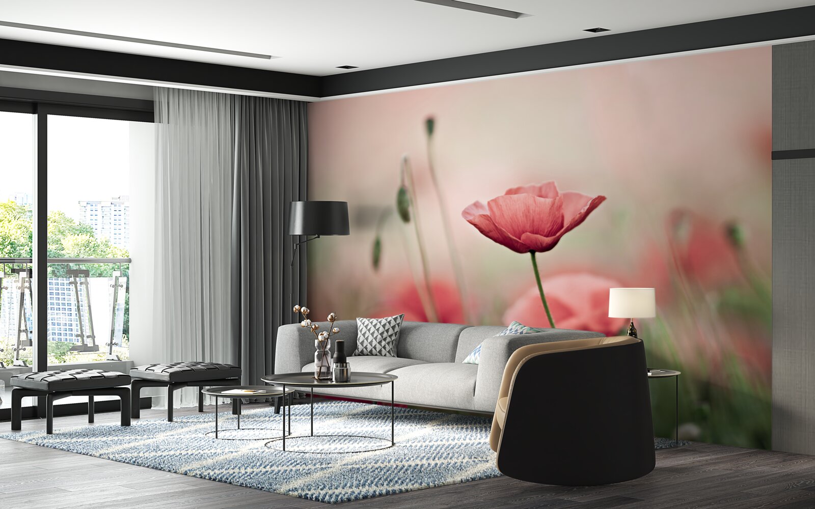 Papier peint coquelicots solitaires et vulnérables