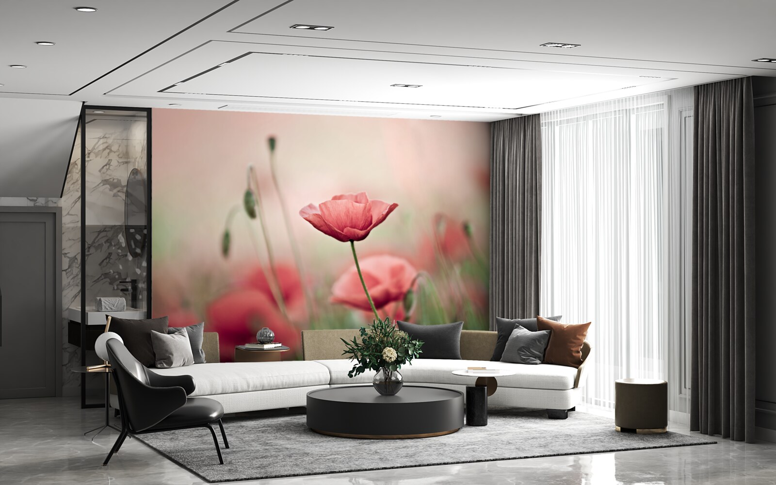 Papier peint coquelicots solitaires et vulnérables