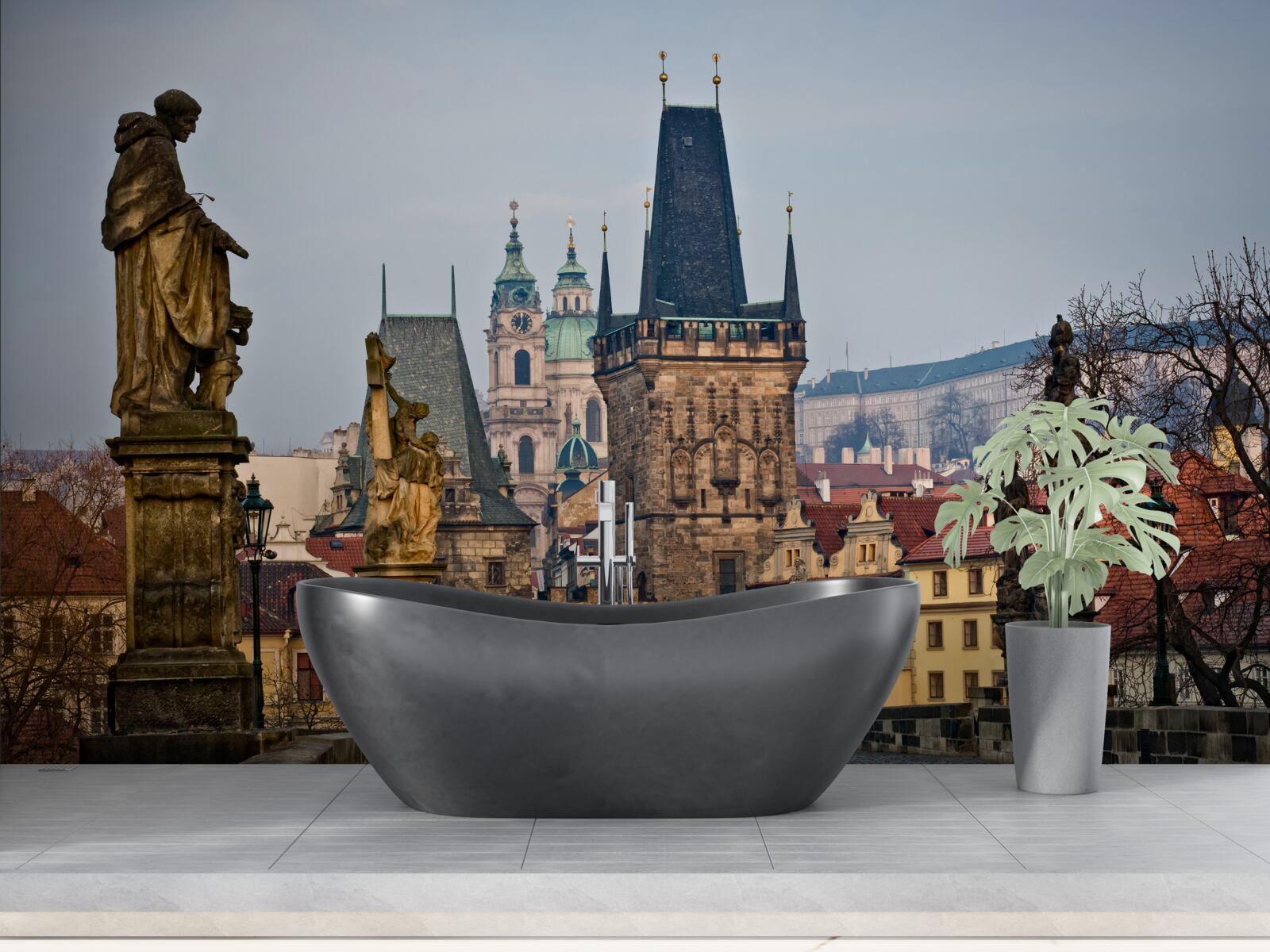 Papier peint le pont de caroles au matin