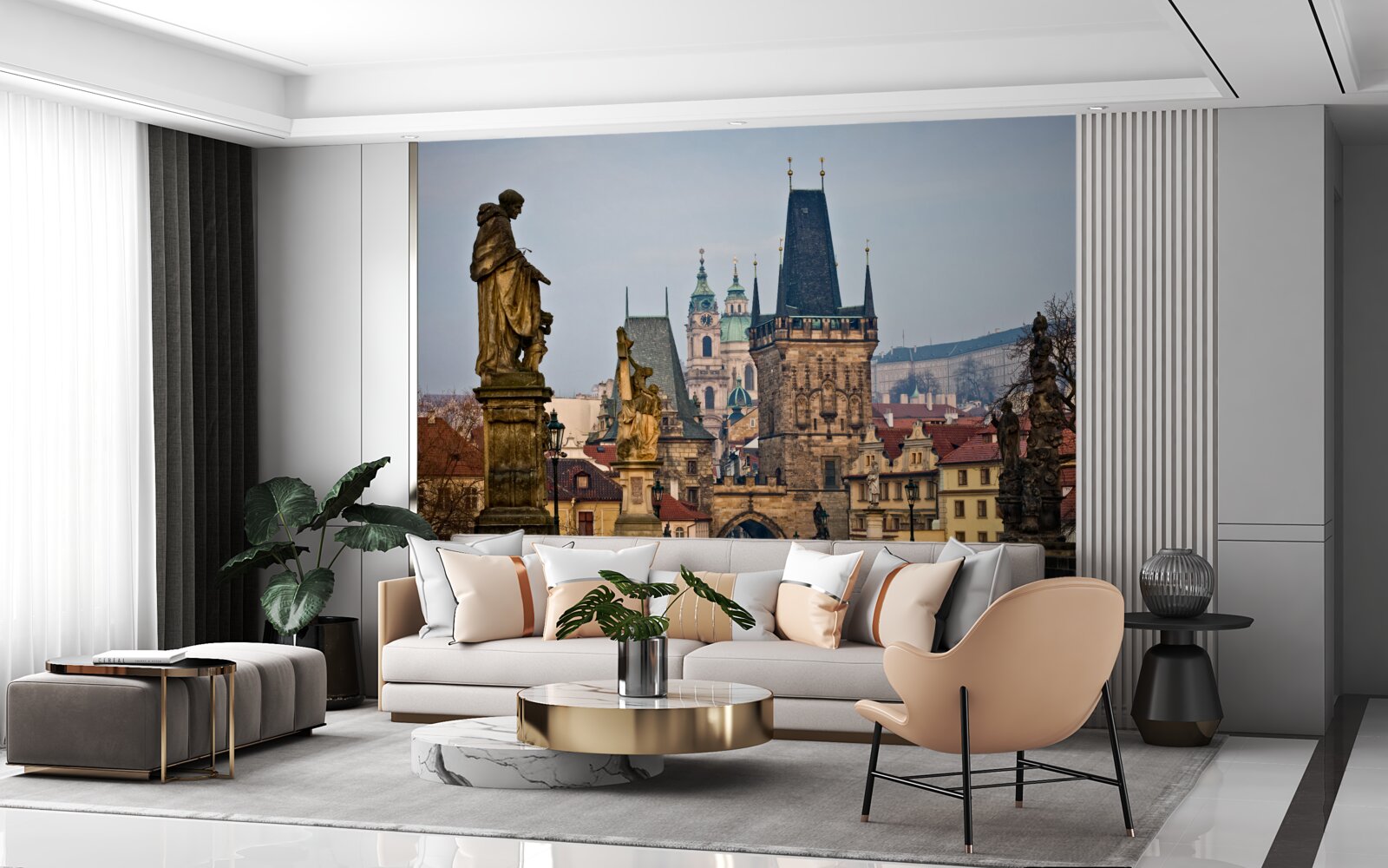 Papier peint le pont de caroles au matin