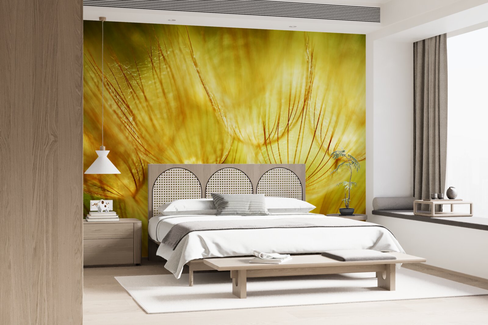 Papier peint cœur de pissenlit, doré