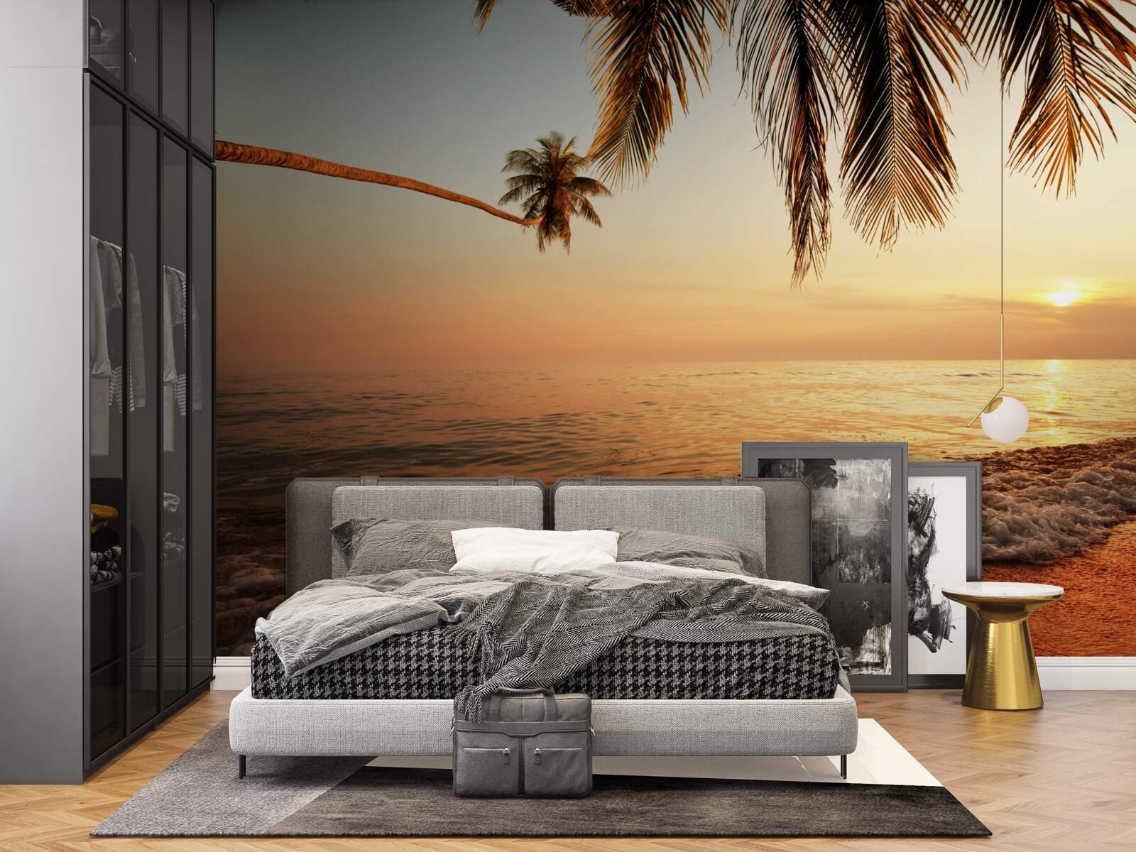 Papier peint île tropicale au coucher du soleil