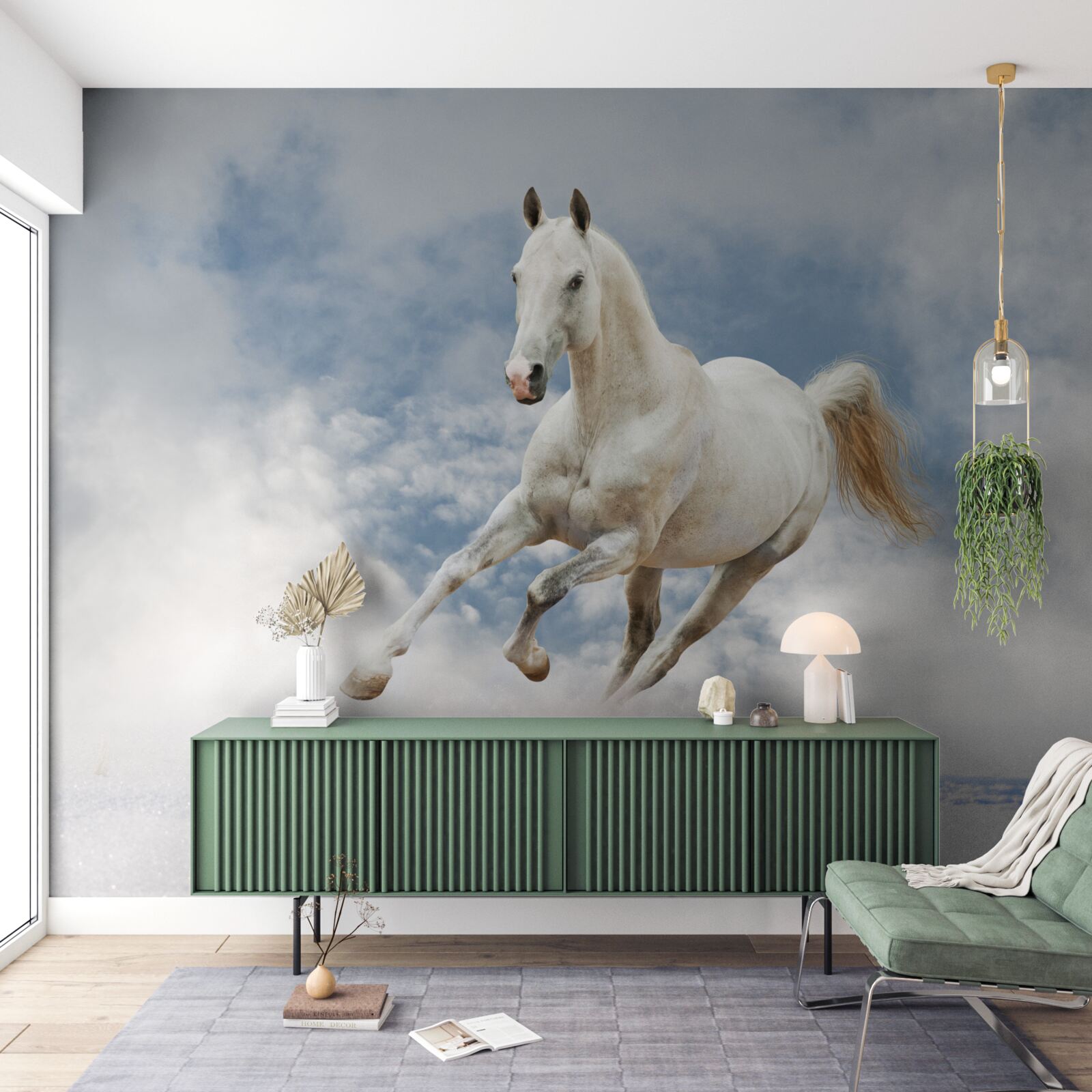 Papier peint galope le cheval blanc