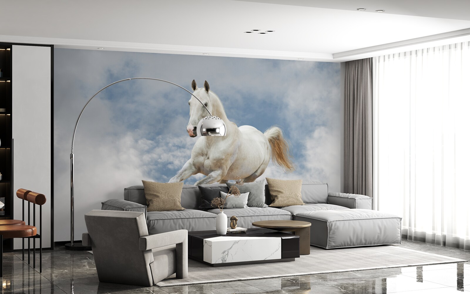 Papier peint galope le cheval blanc