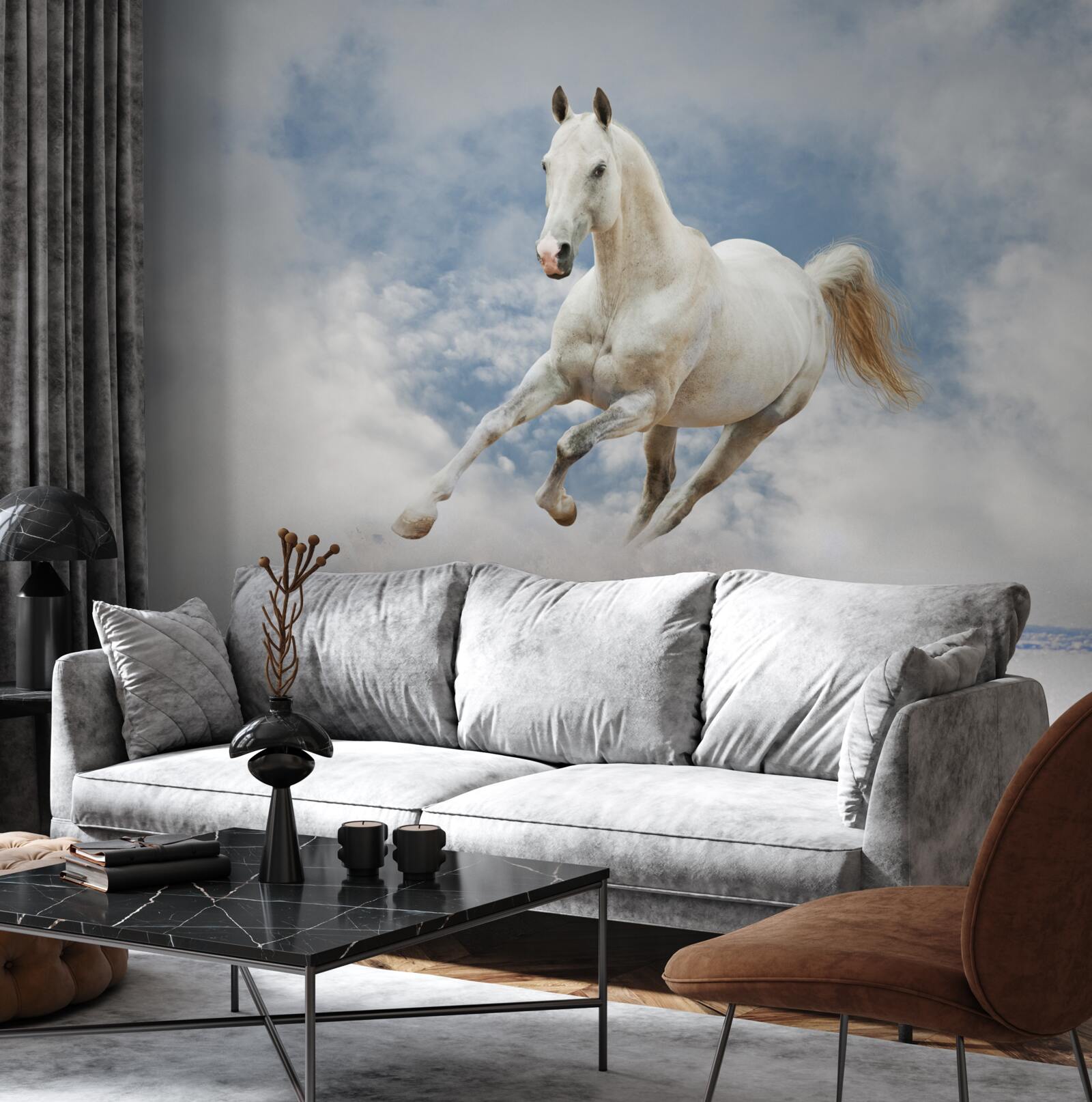 Papier peint galope le cheval blanc