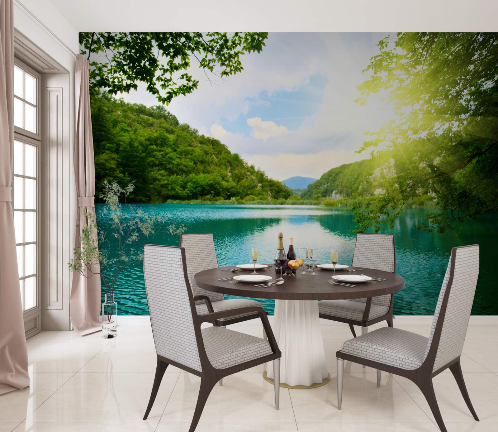 Papier peint lever de soleil sur la surface de l'eau