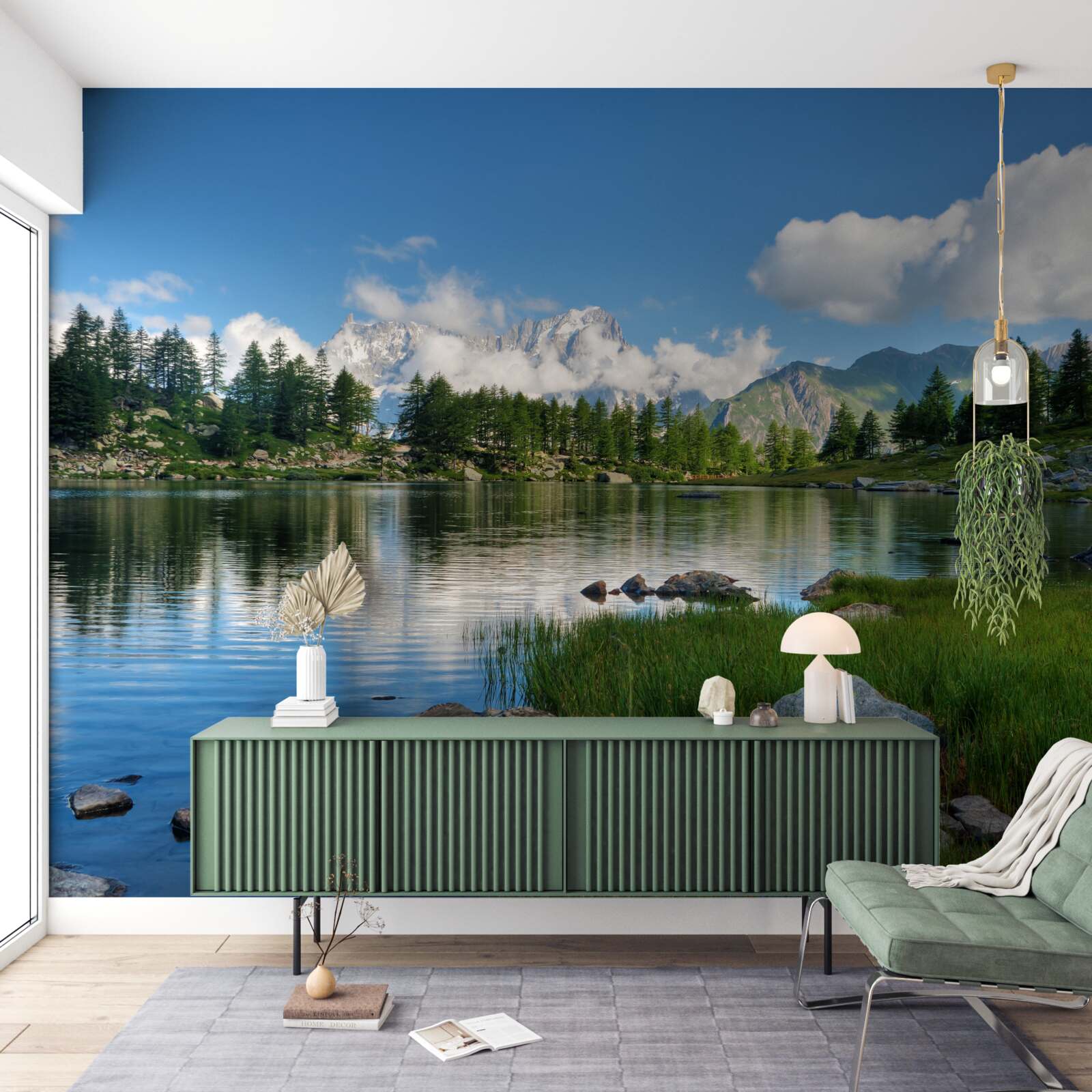 Papier peint un goût d'été d'une rivière de montagne paisible