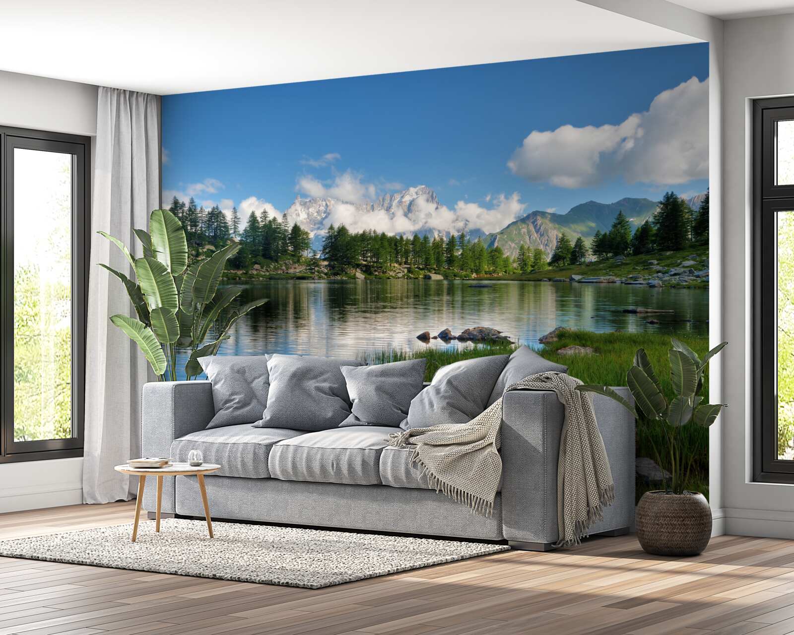 Papier peint un goût d'été d'une rivière de montagne paisible