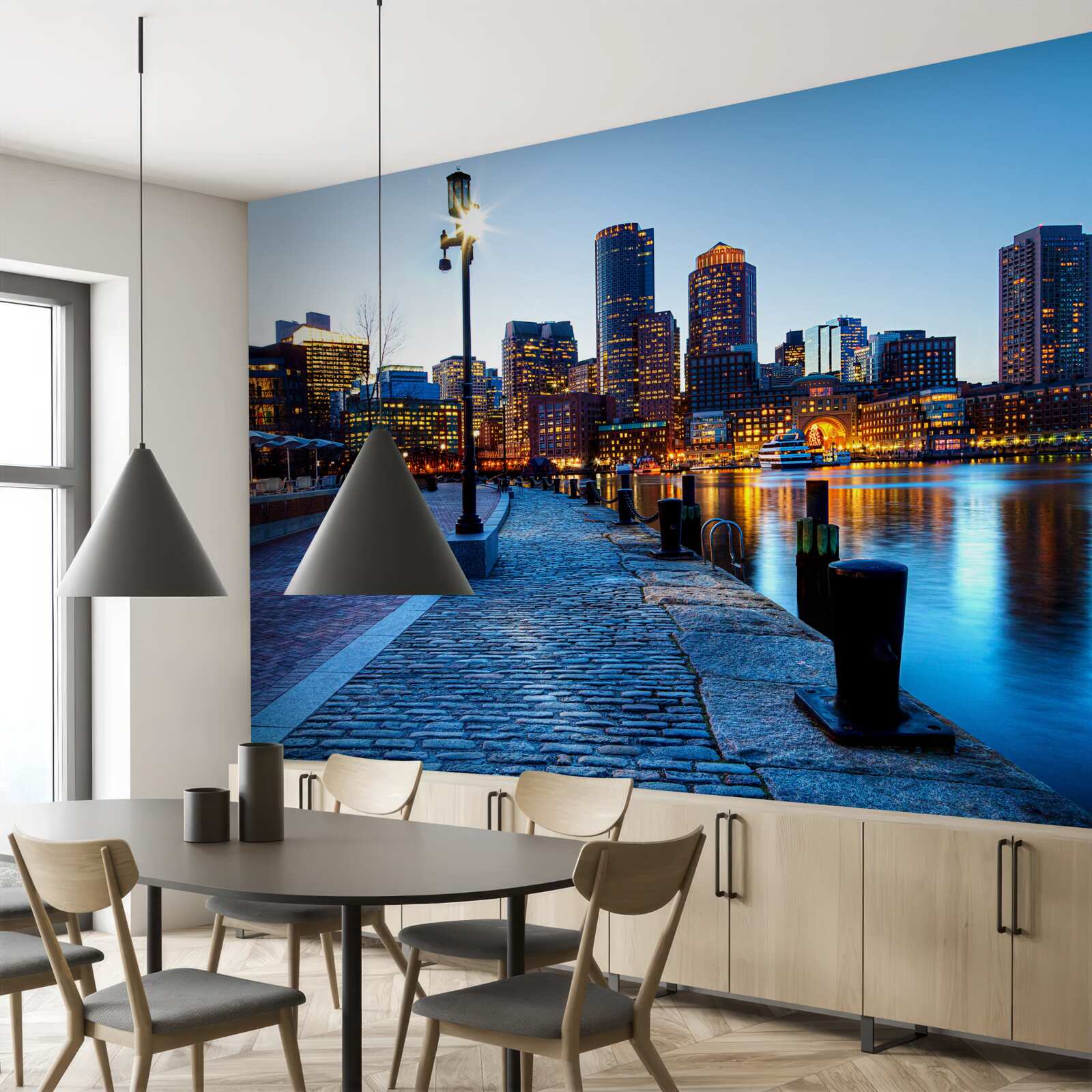 Papier peint coucher de soleil sur une jetée inhabitée