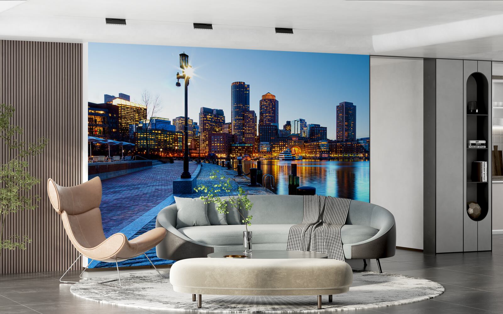 Papier peint coucher de soleil sur une jetée inhabitée