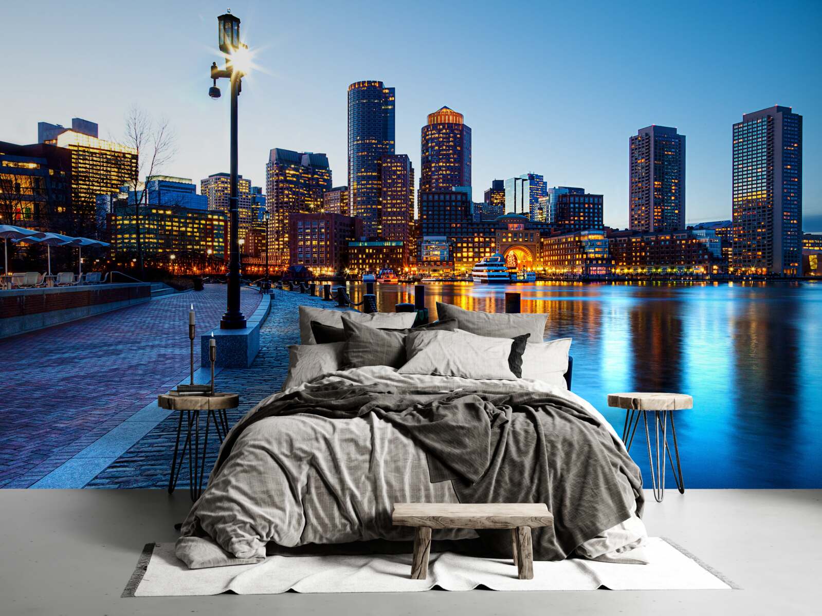 Papier peint coucher de soleil sur une jetée inhabitée