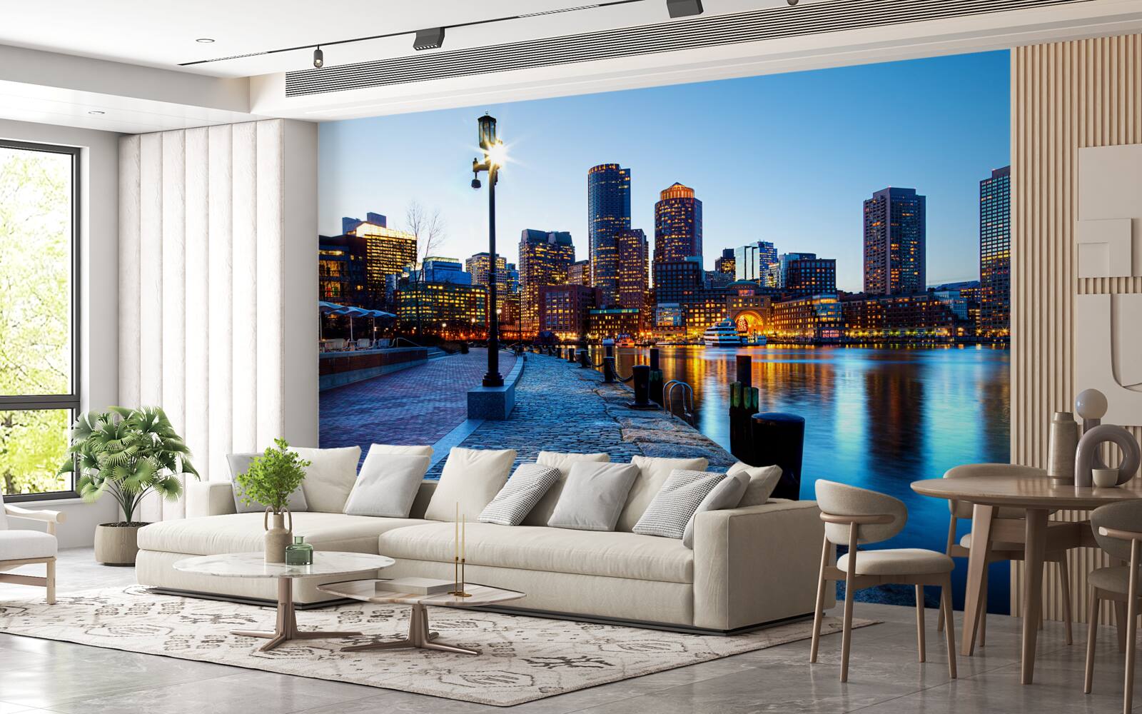 Papier peint coucher de soleil sur une jetée inhabitée