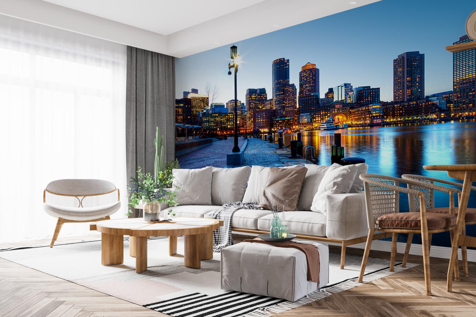 Papier peint coucher de soleil sur une jetée inhabitée