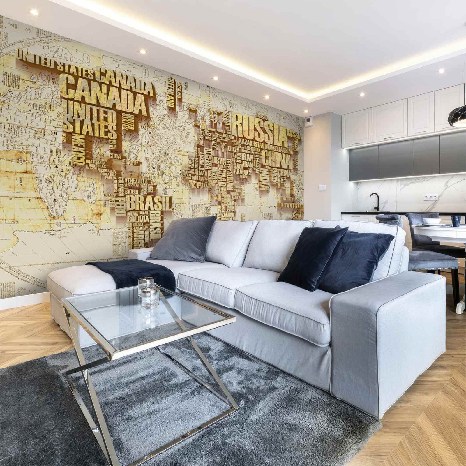 Papier peint Le globe terrestre est constitué des noms des pays