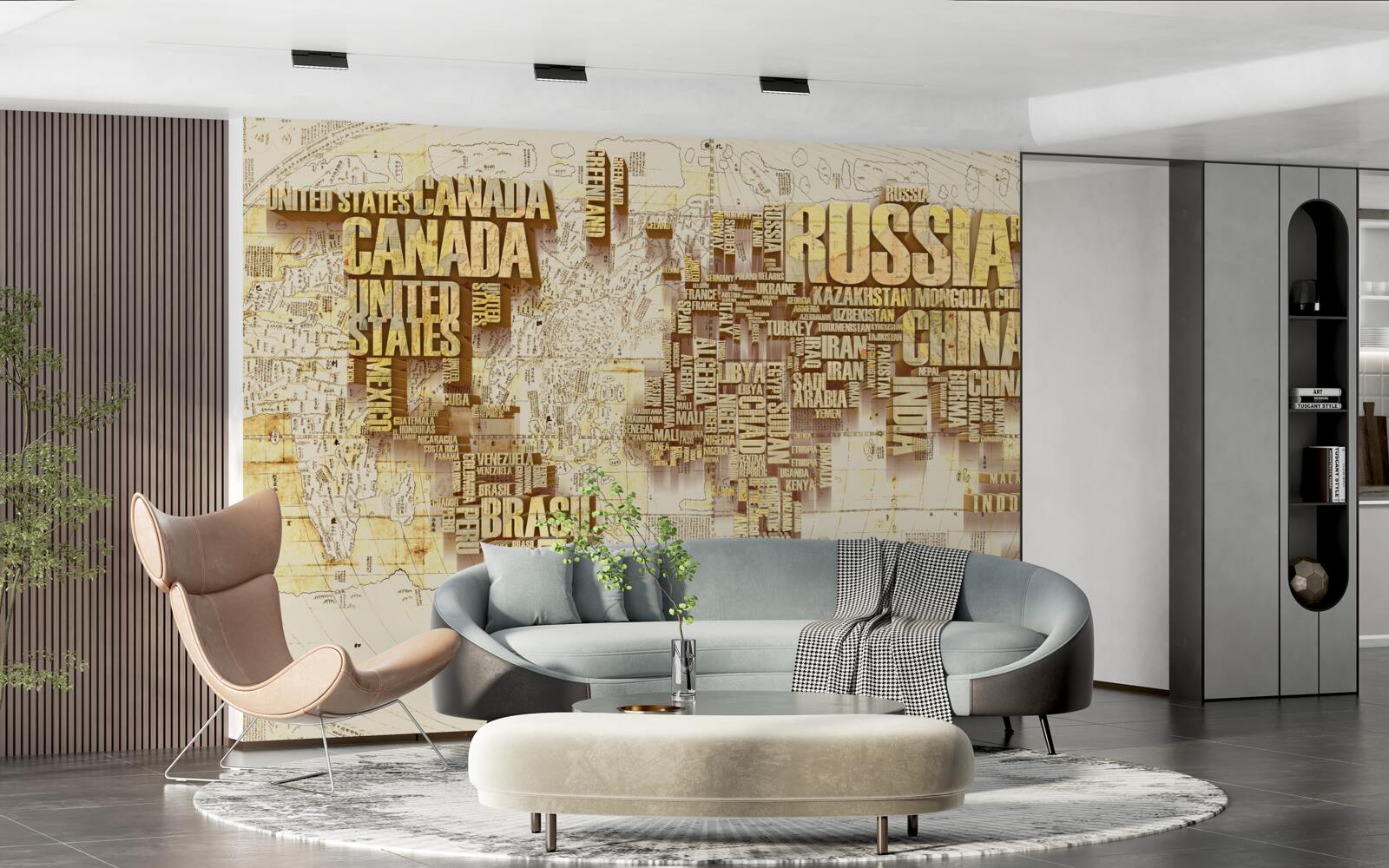 Papier peint Le globe terrestre est constitué des noms des pays