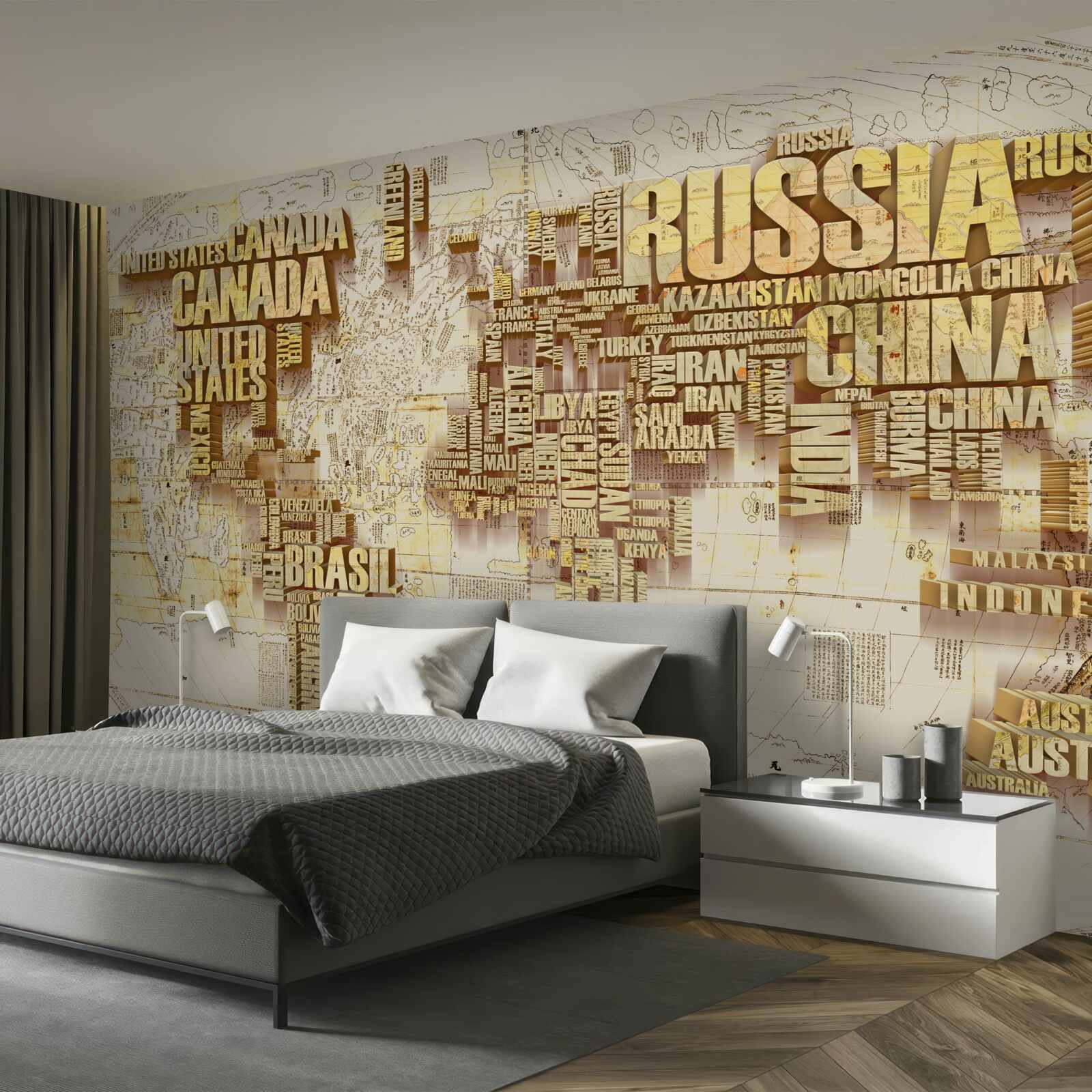 Papier peint Le globe terrestre est constitué des noms des pays