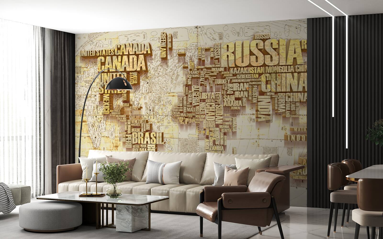 Papier peint Le globe terrestre est constitué des noms des pays