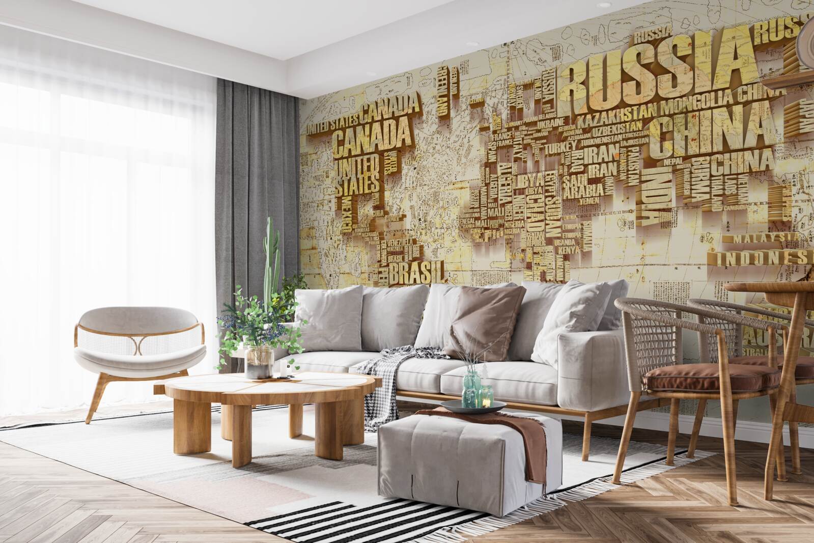 Papier peint Le globe terrestre est constitué des noms des pays